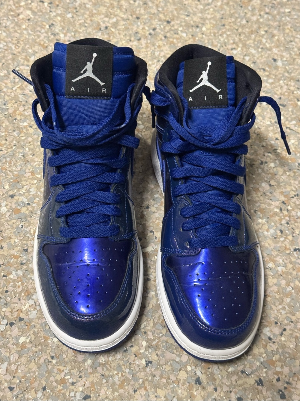 Jordan Royal Blue High-Top Sneakers with Black Tongue